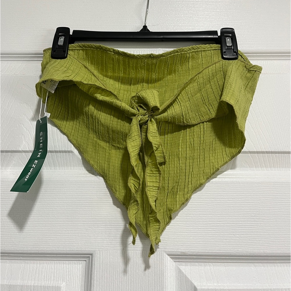 shein tied strapless green top